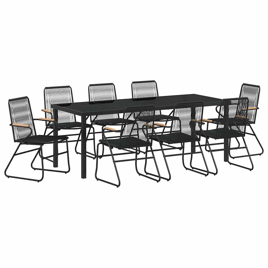 Kert étkező szett 9 pcs Fekete Porszórt acél