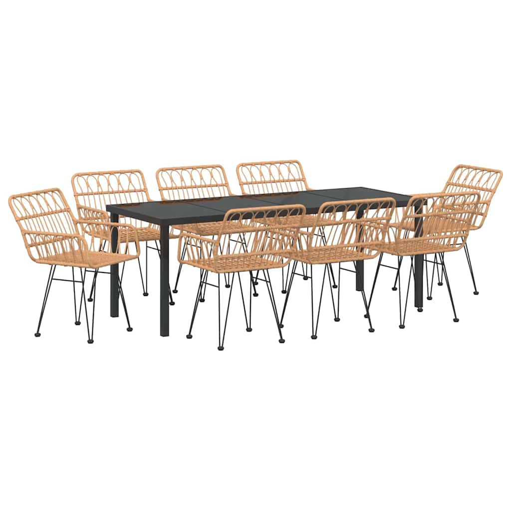 Kert étkező szett 9 pcs Barna Porszórt acél