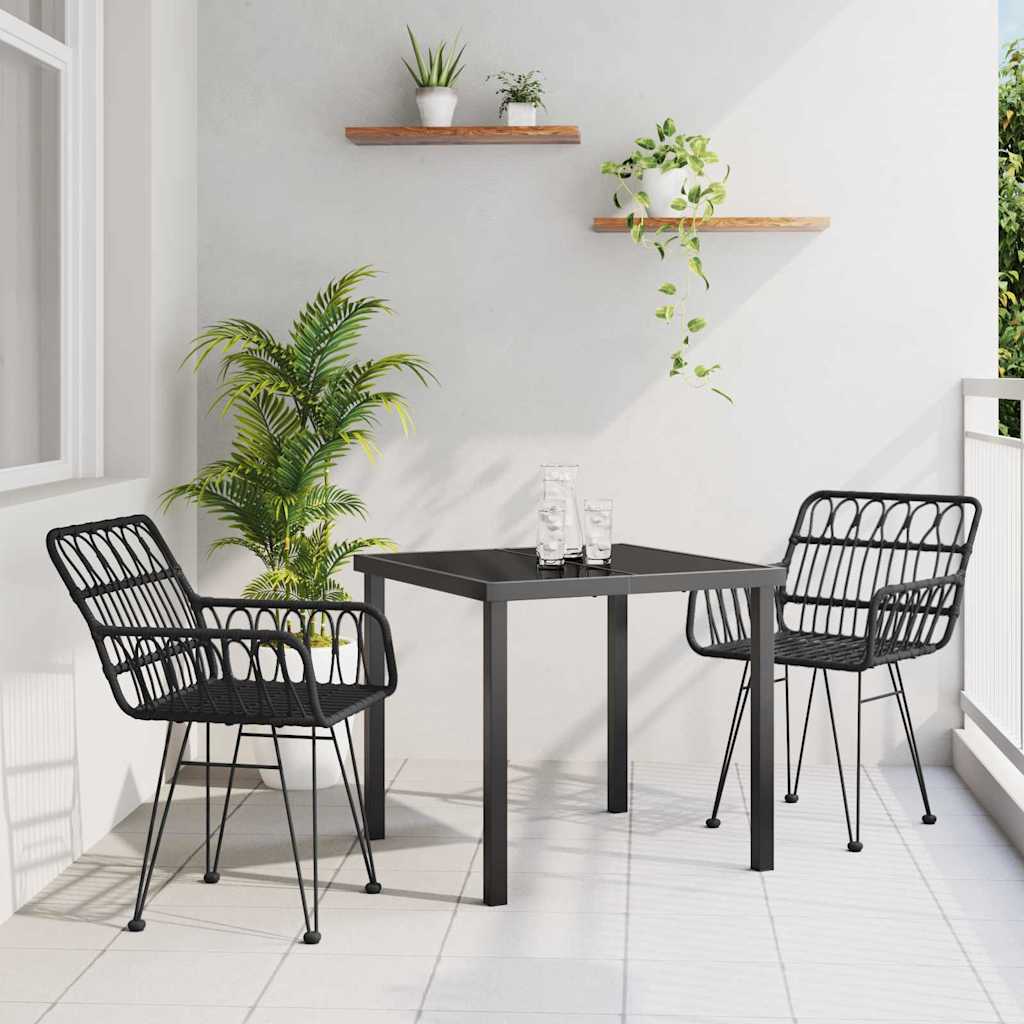 Kert étkező szett 3 pcs Fekete Porszórt acél