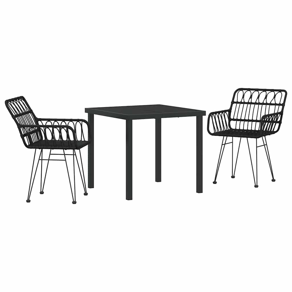 Kert étkező szett 3 pcs Fekete Porszórt acél