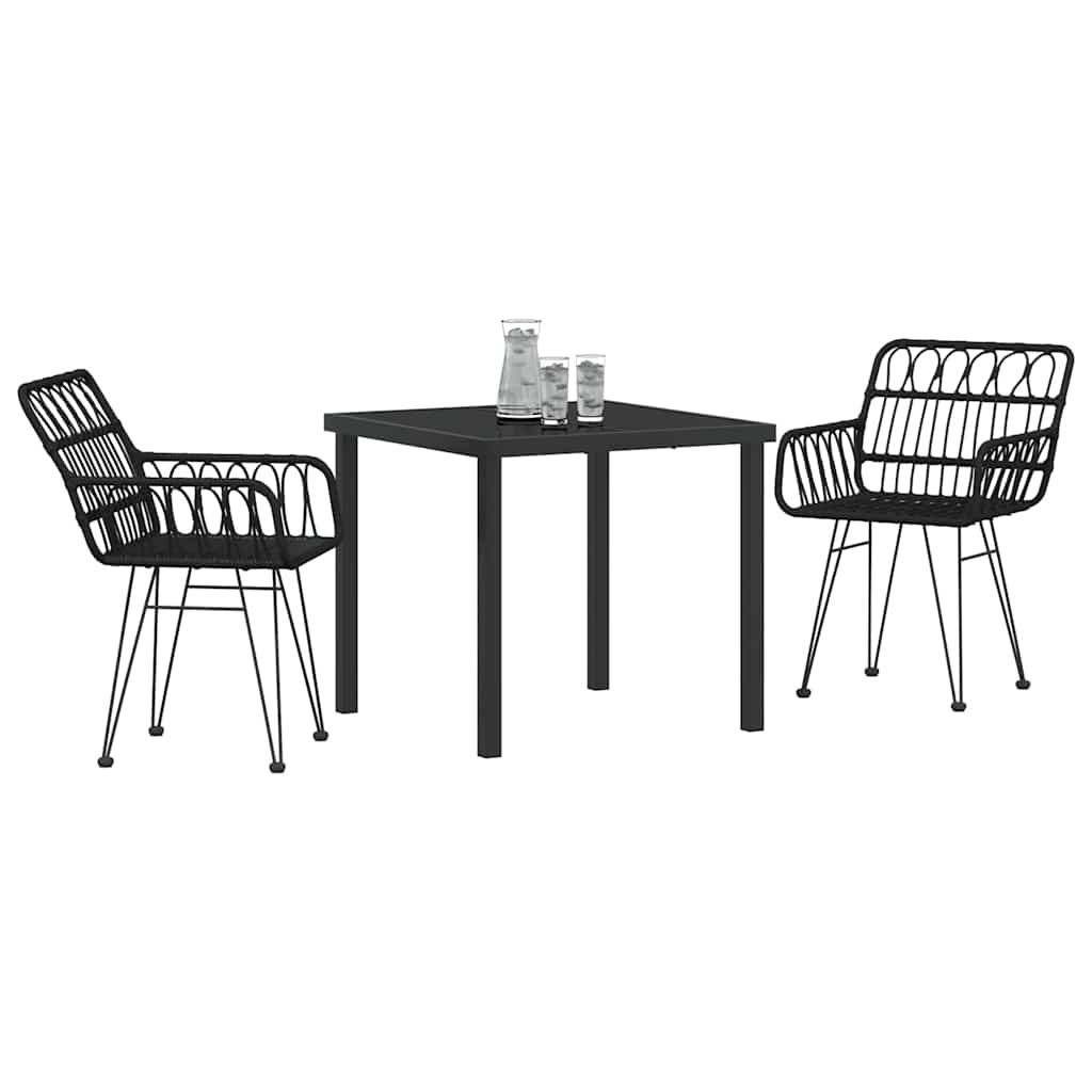 Kert étkező szett 3 pcs Fekete Porszórt acél
