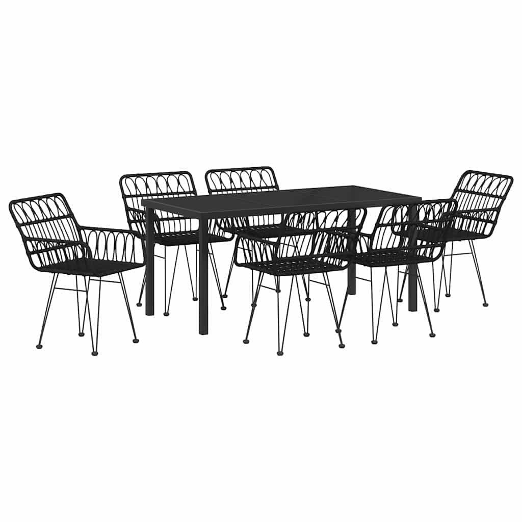 Kert étkező szett 7 pcs Fekete Porszórt acél