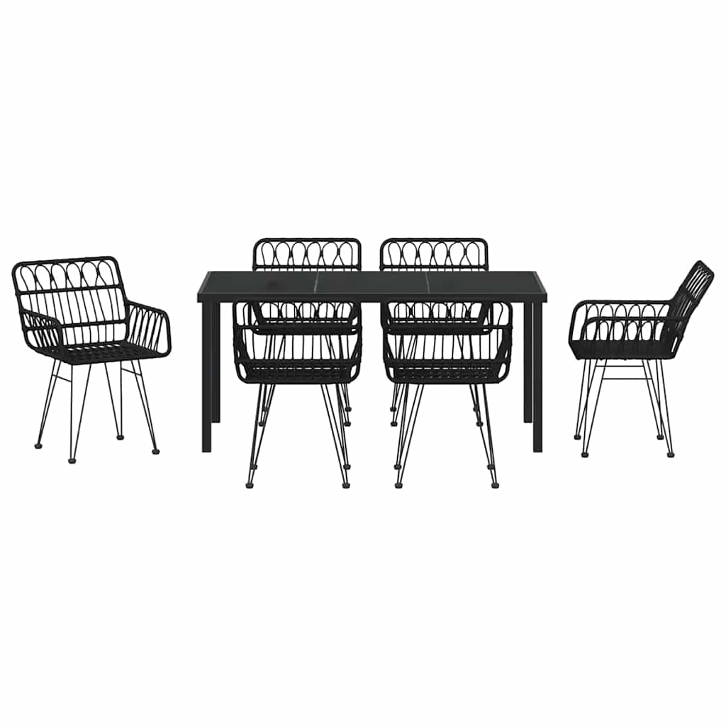Kert étkező szett 7 pcs Fekete Porszórt acél
