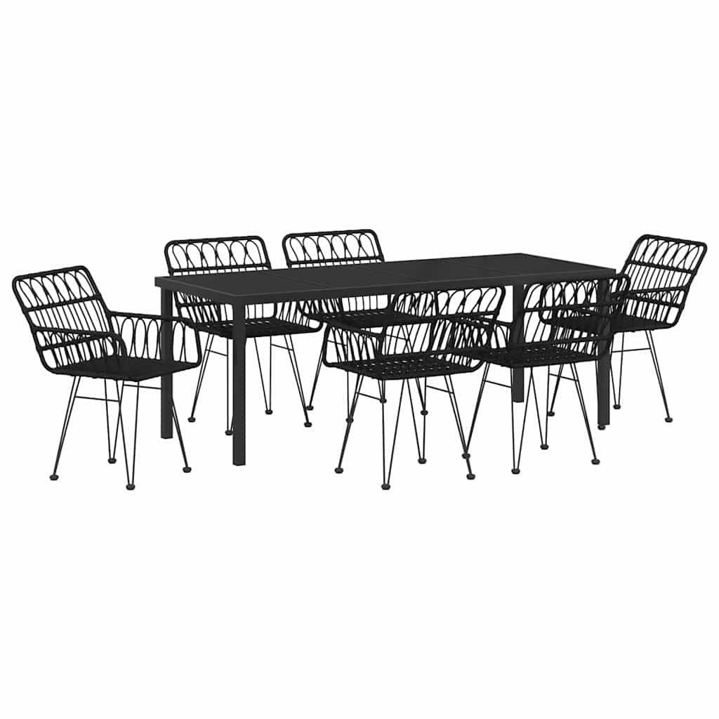 Kert étkező szett 7 pcs Fekete Porszórt acél