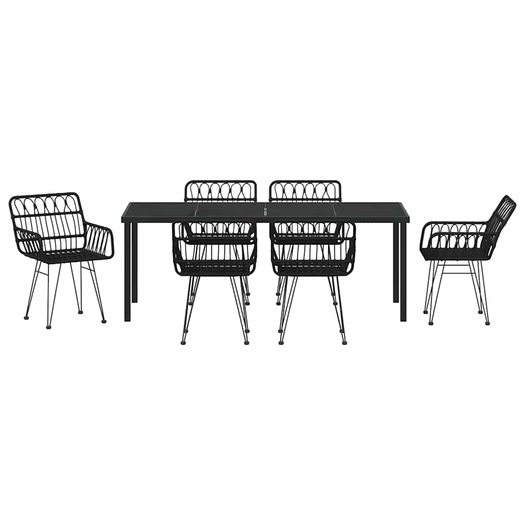 Kert étkező szett 7 pcs Fekete Porszórt acél