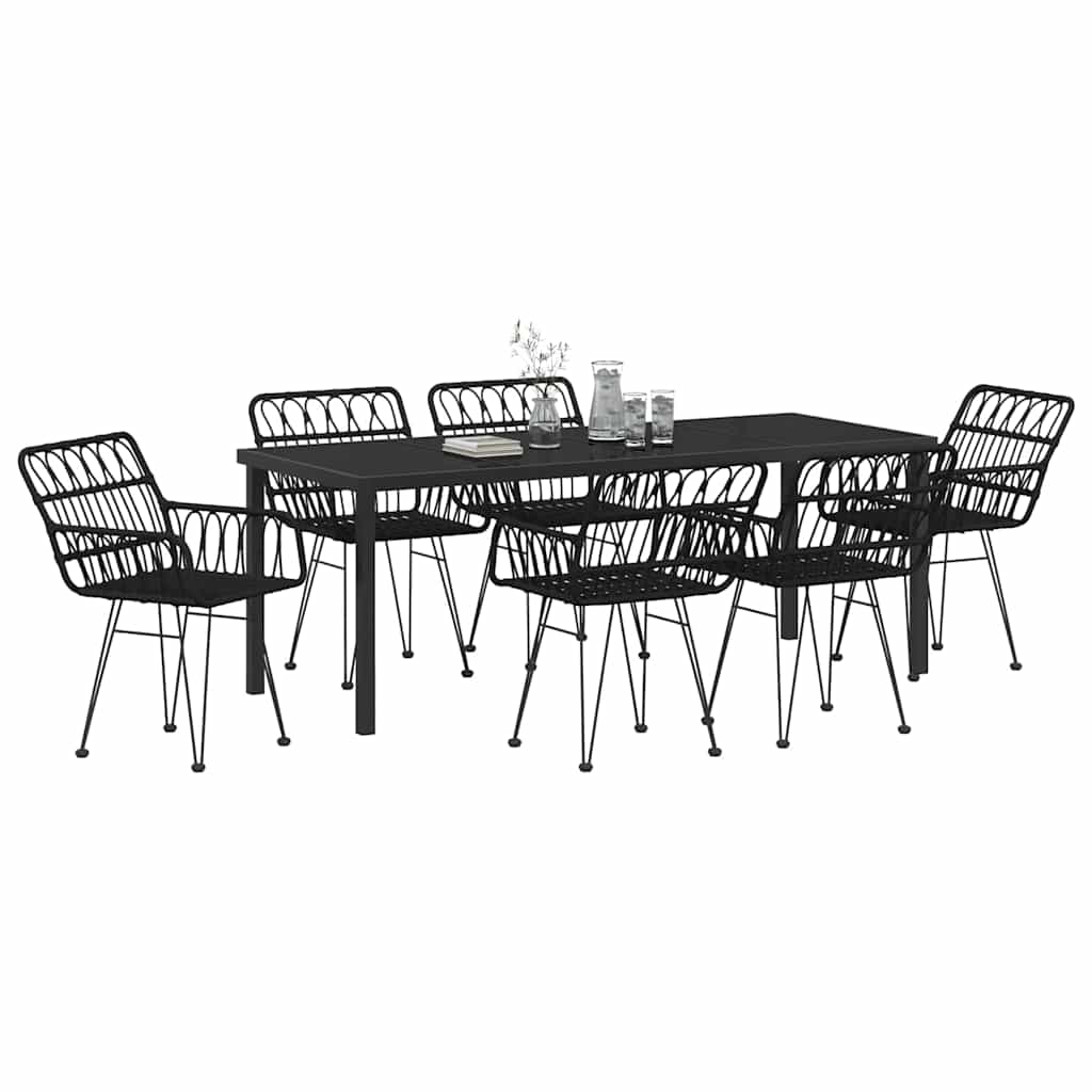 Kert étkező szett 7 pcs Fekete Porszórt acél