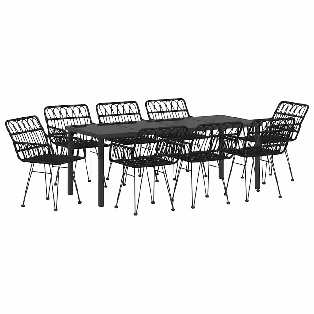 Kert étkező szett 9 pcs Fekete Porszórt acél