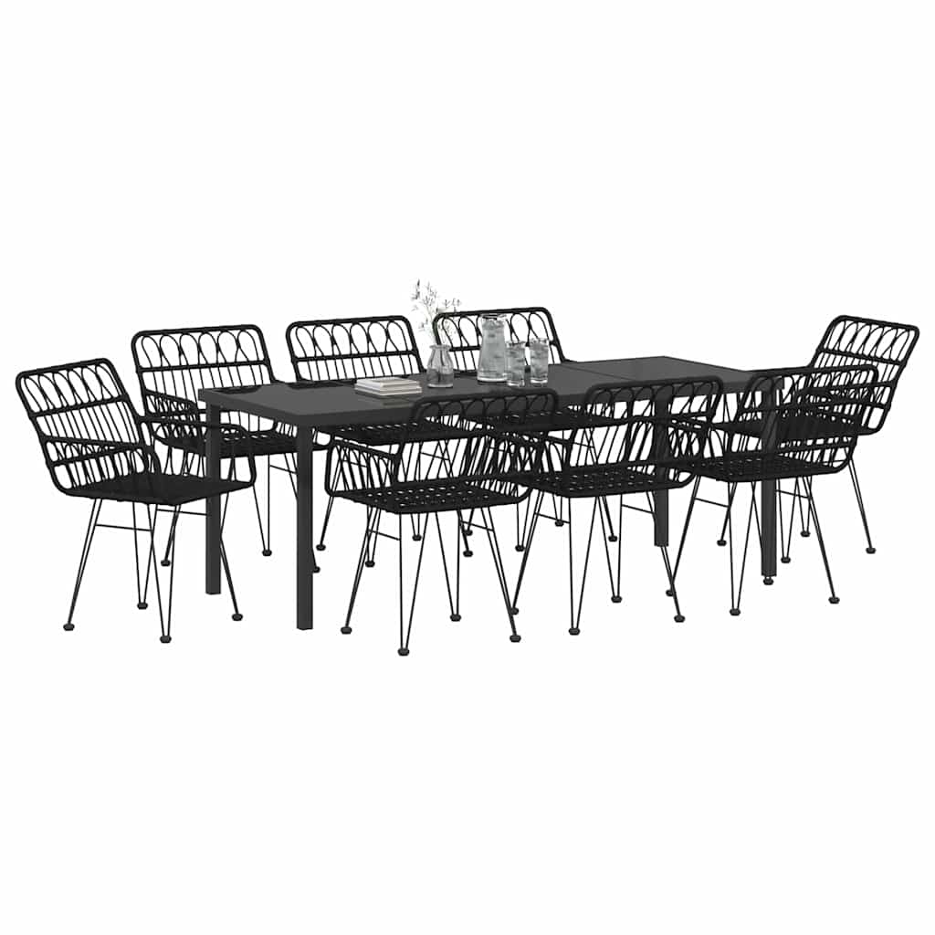 Kert étkező szett 9 pcs Fekete Porszórt acél