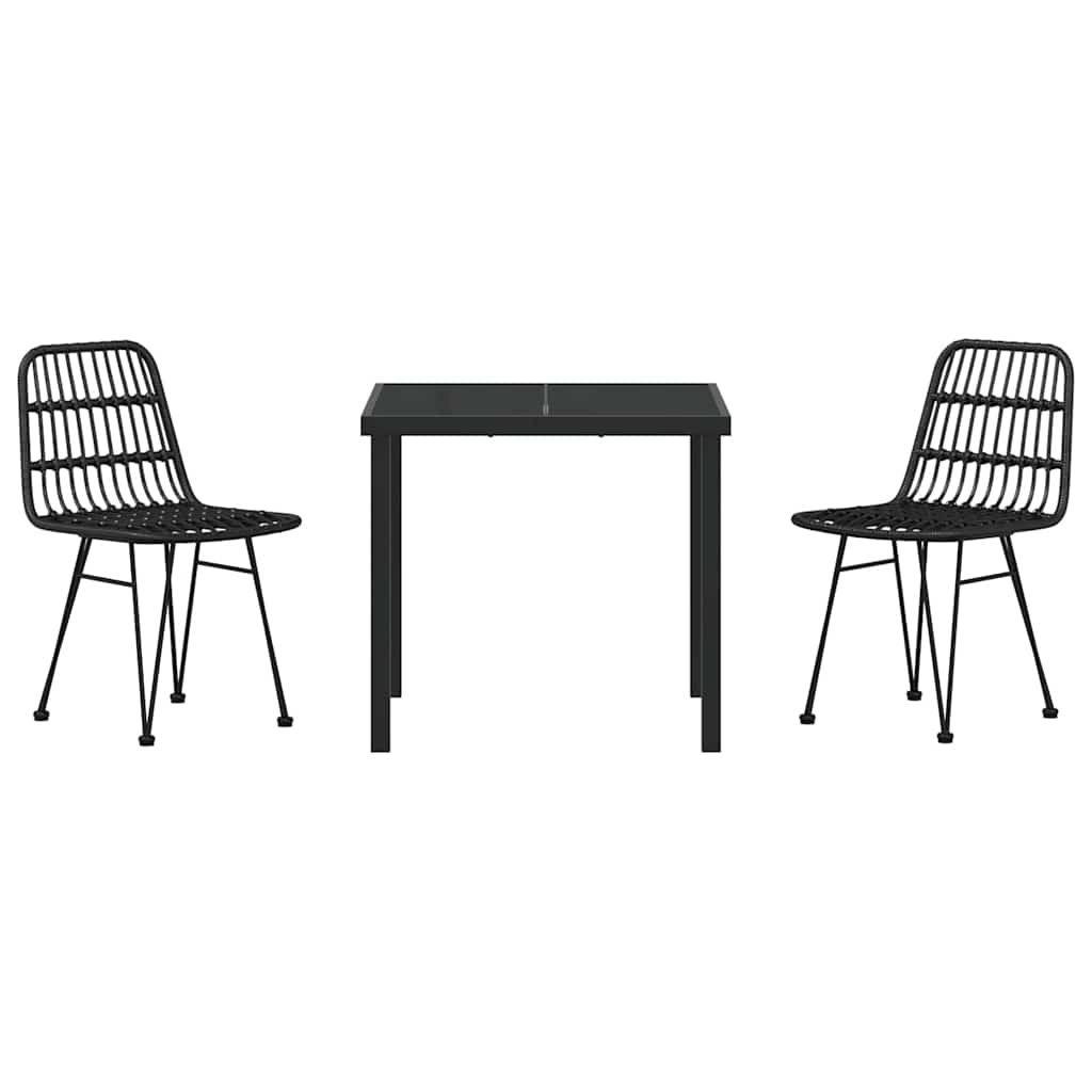 Kert étkező szett 3 pcs Fekete Porszórt acél