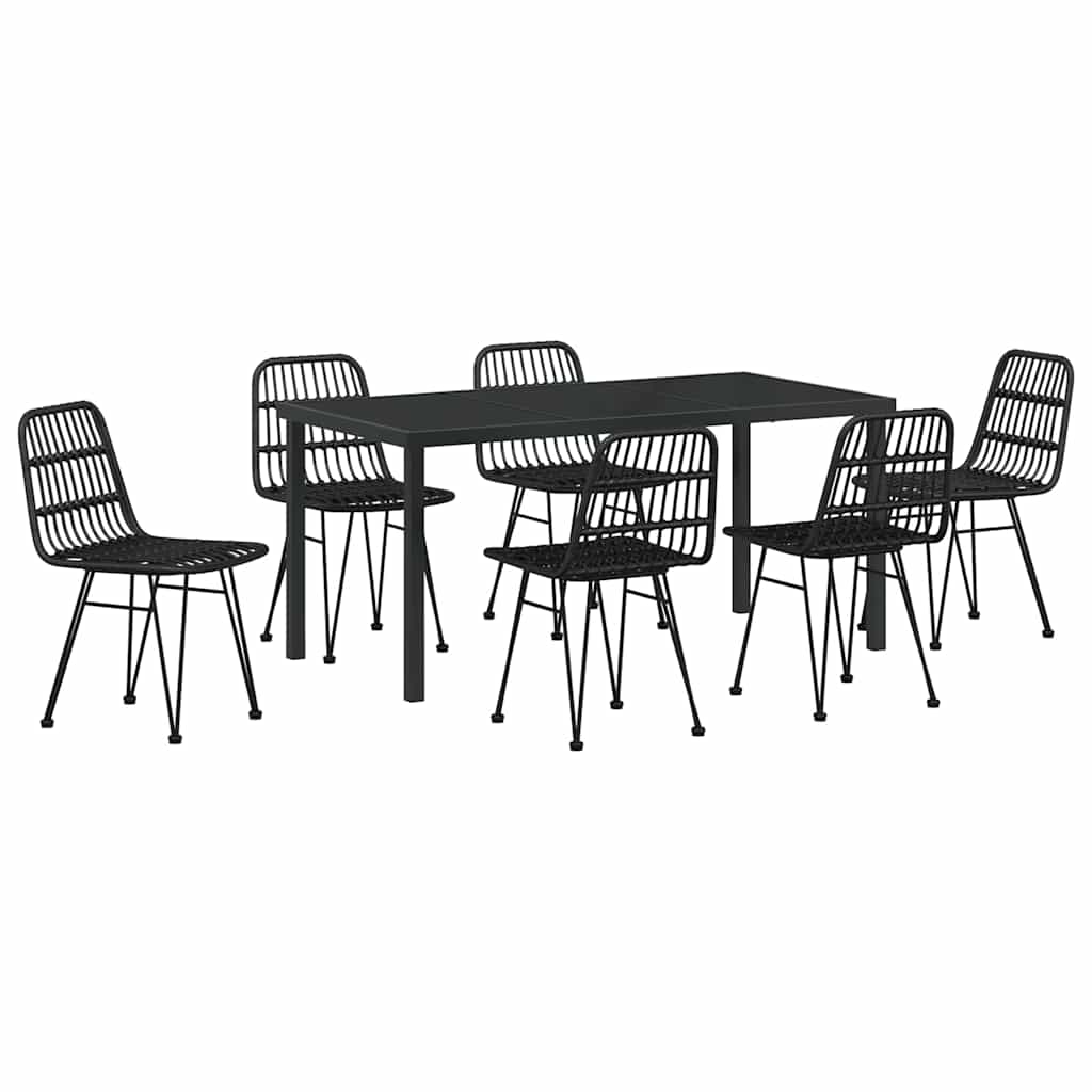 Kert étkező szett 7 pcs Fekete Porszórt acél