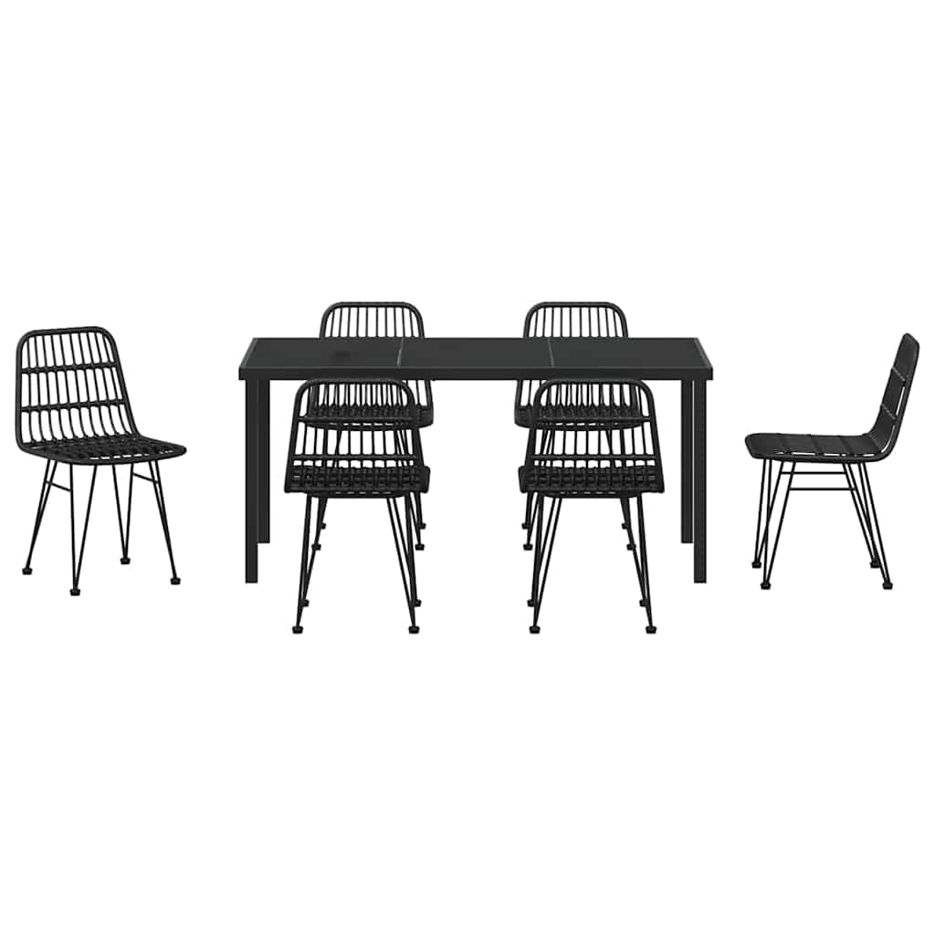 Kert étkező szett 7 pcs Fekete Porszórt acél