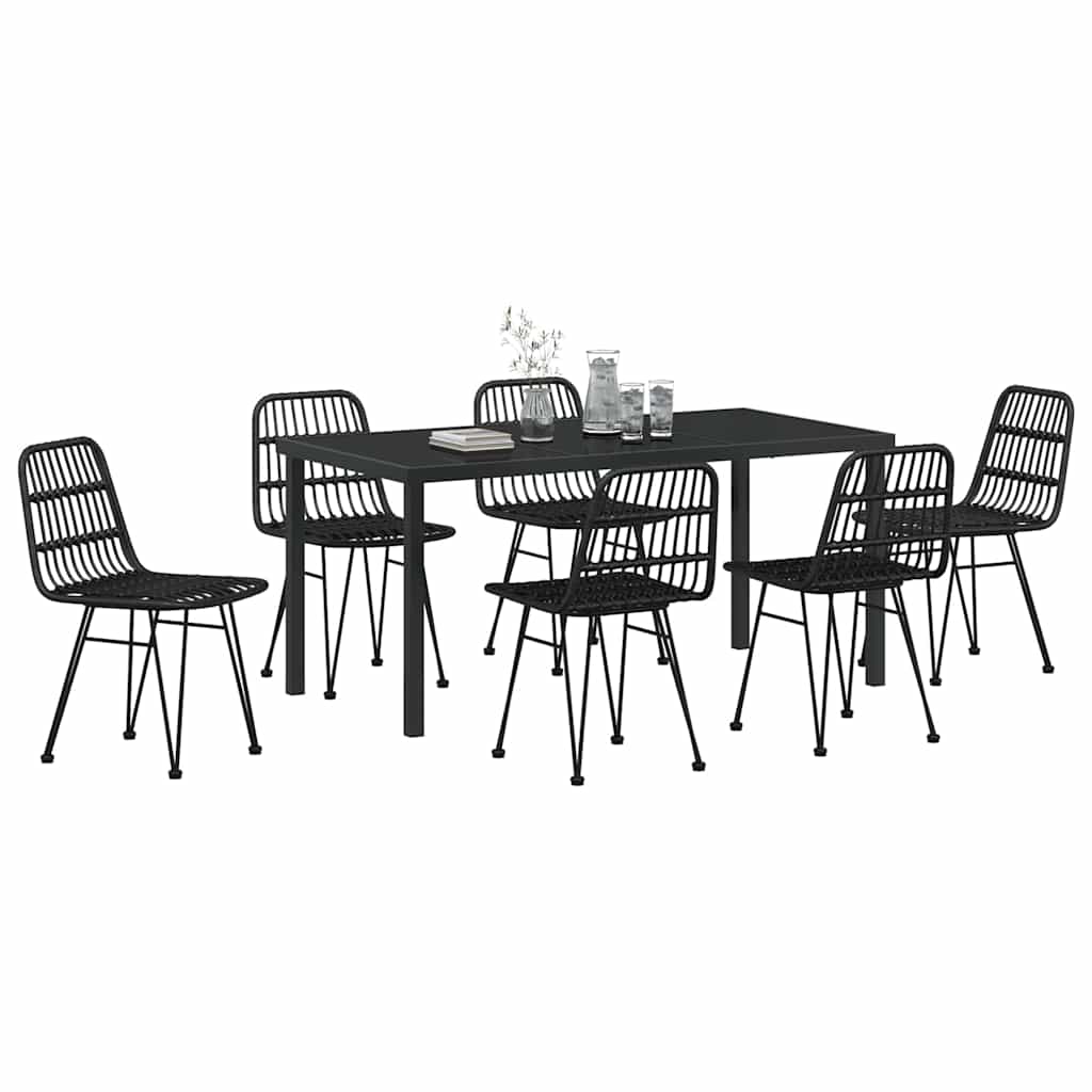 Kert étkező szett 7 pcs Fekete Porszórt acél