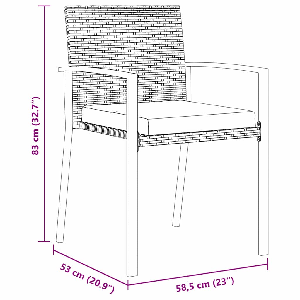 Kert étkező szett 5 pcs Fekete Porszórt acél