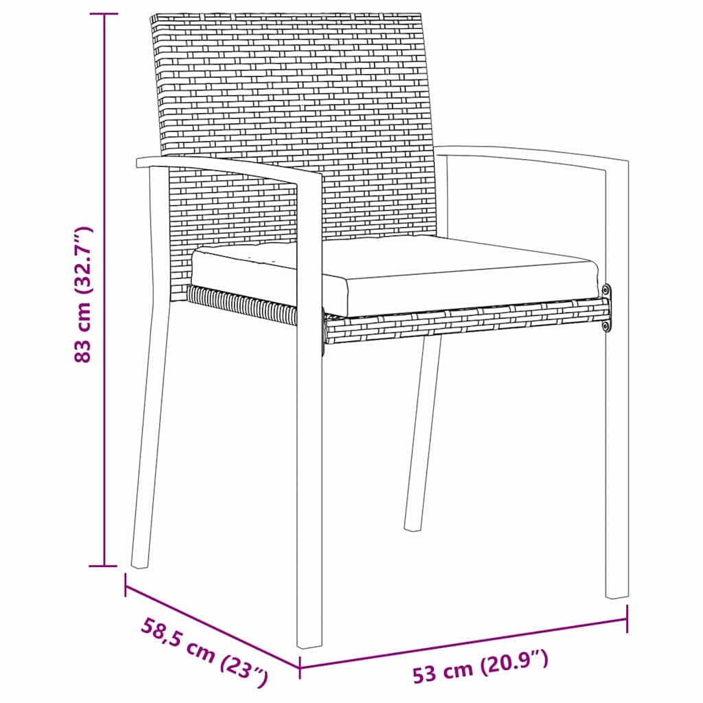 Kert étkező szett 7 pcs Fekete Porszórt acél