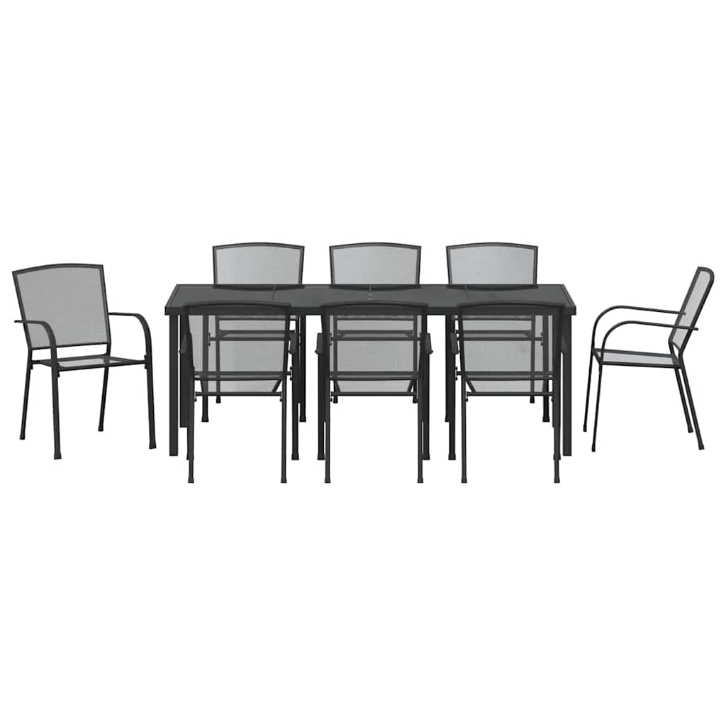 Kert étkező szett 9 pcs Antracit Porszórt acél