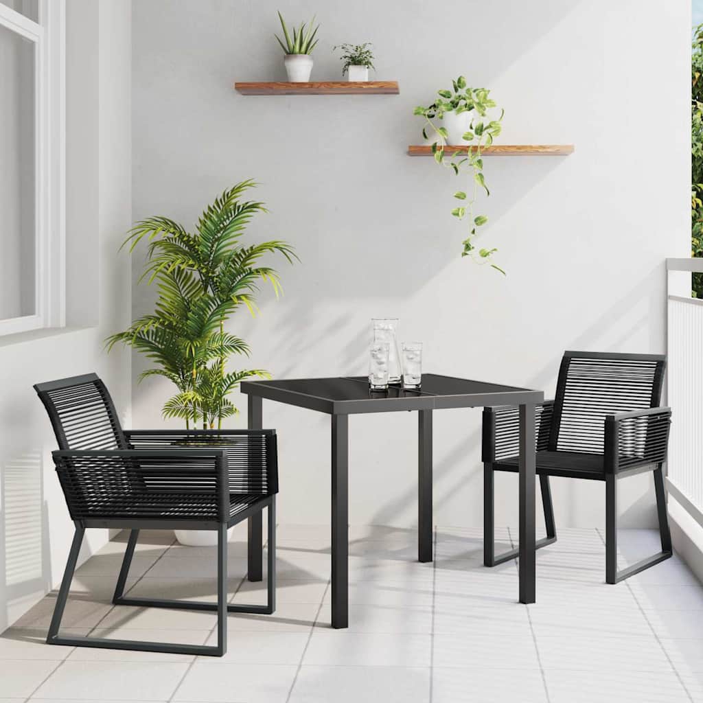 Kert étkező szett 3 pcs Fekete Porszórt acél