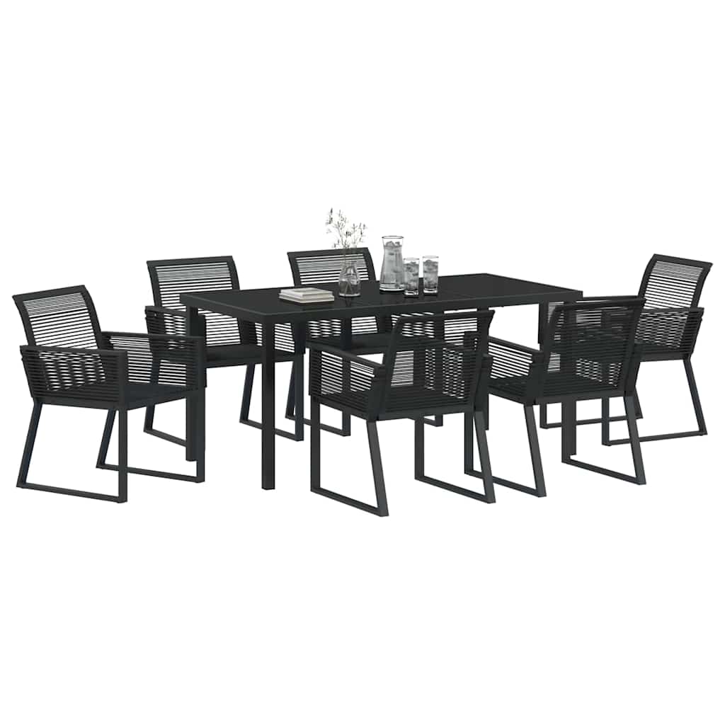 Kert étkező szett 7 pcs Fekete Porszórt acél