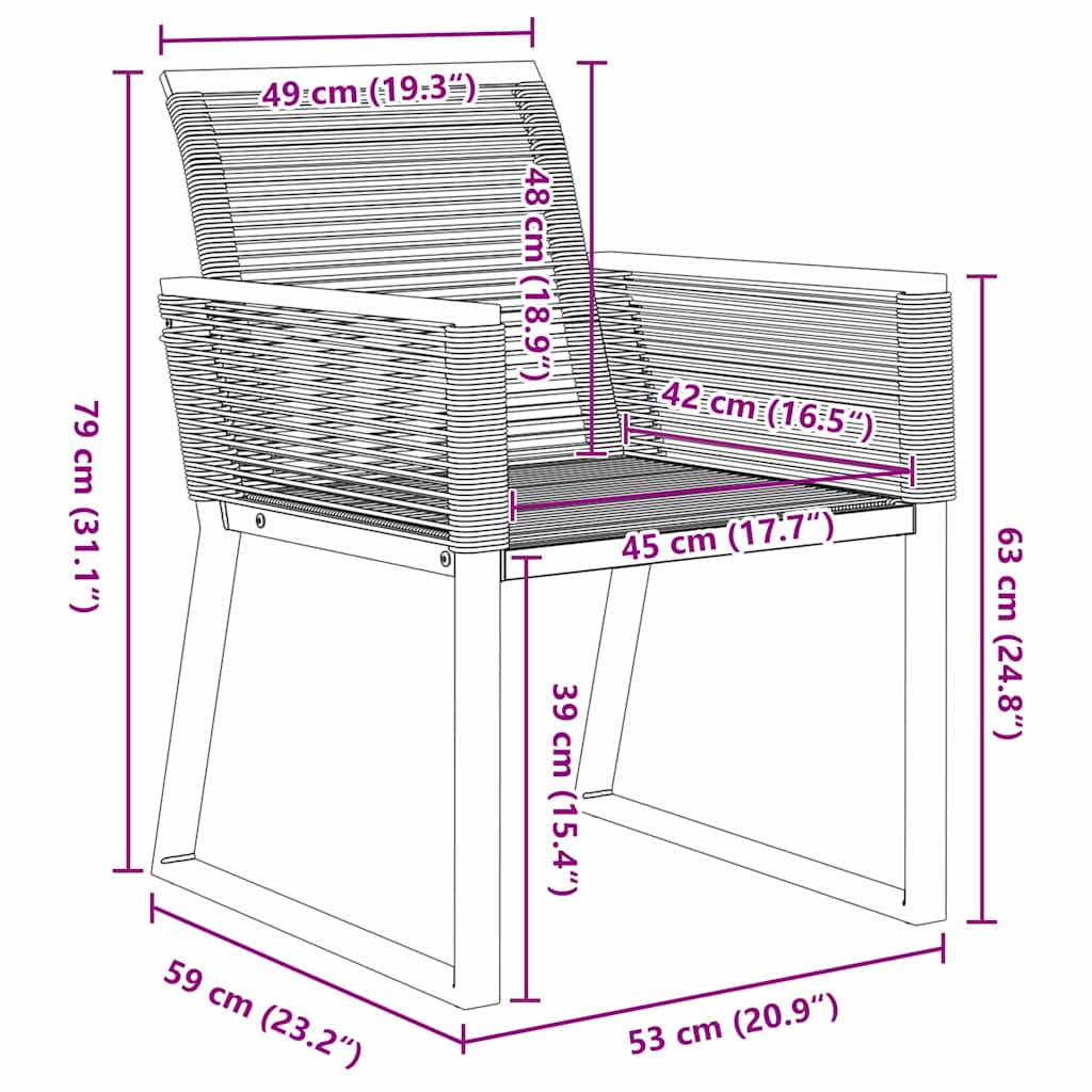 Kert étkező szett 7 pcs Fekete Porszórt acél