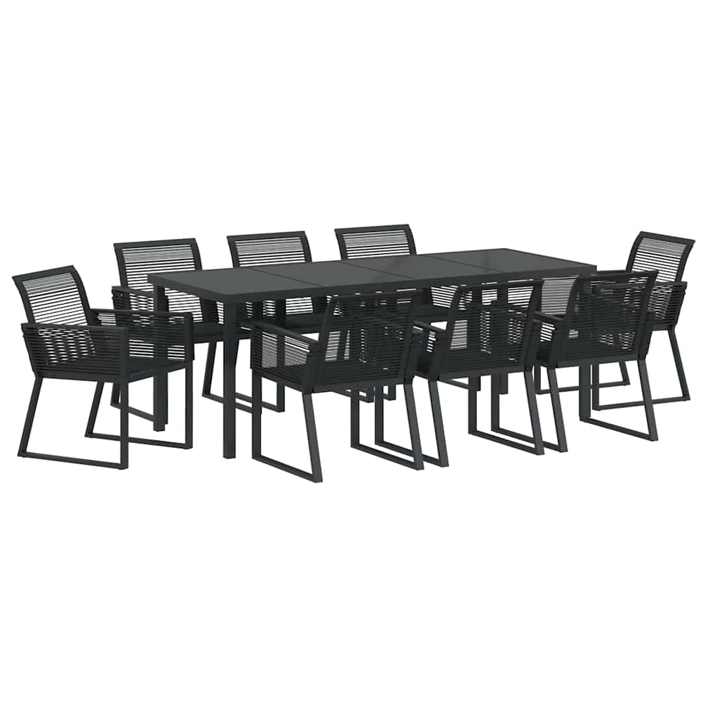 Kert étkező szett 9 pcs Fekete Porszórt acél