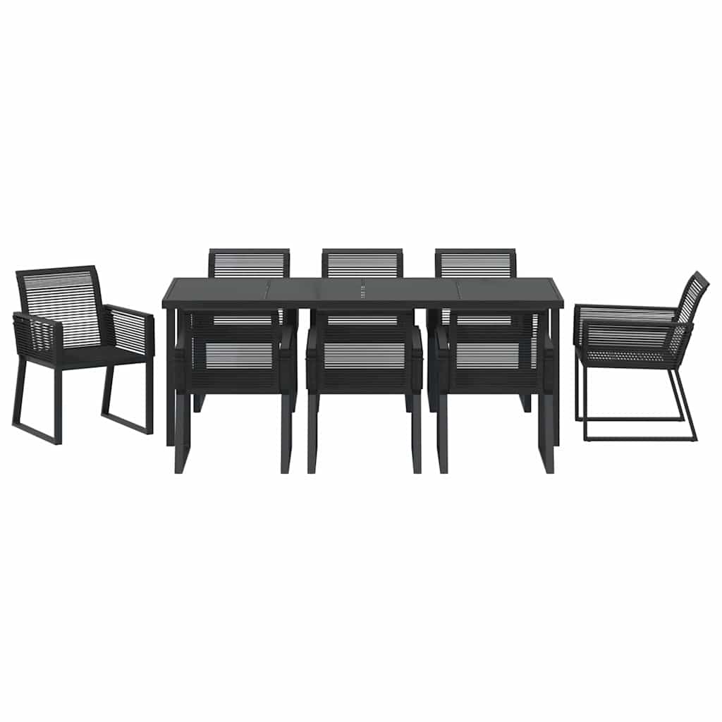 Kert étkező szett 9 pcs Fekete Porszórt acél
