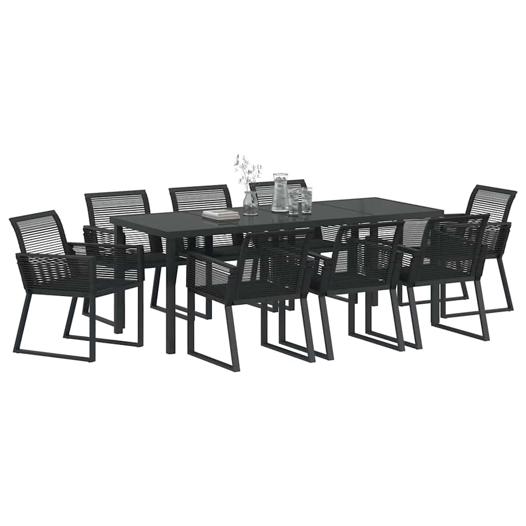 Kert étkező szett 9 pcs Fekete Porszórt acél