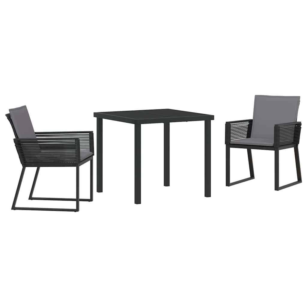 Kert étkező szett 3 pcs Fekete Porszórt acél