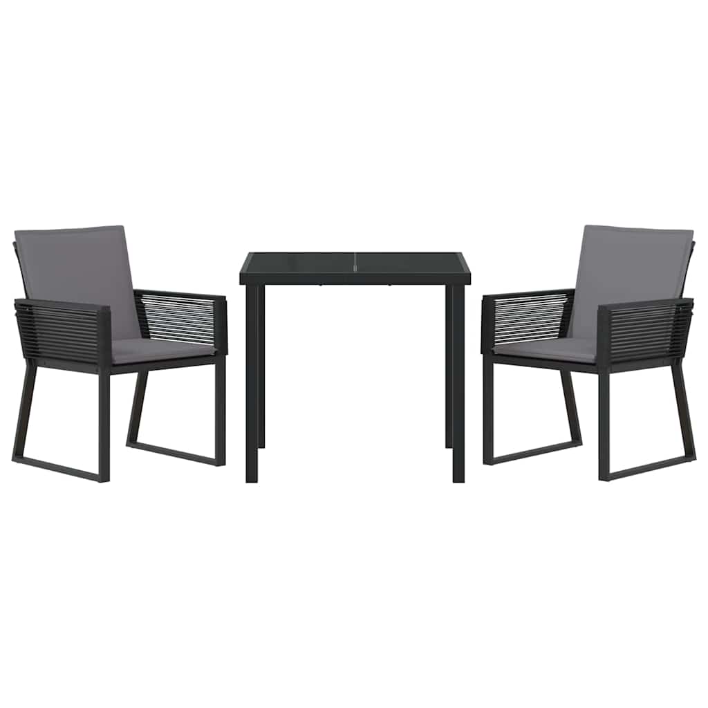 Kert étkező szett 3 pcs Fekete Porszórt acél