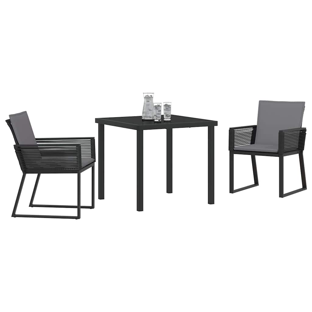 Kert étkező szett 3 pcs Fekete Porszórt acél