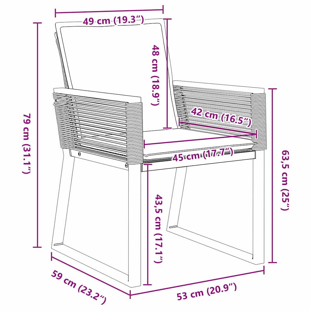 Kert étkező szett 5 pcs Fekete Porszórt acél