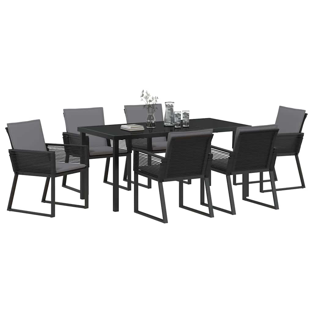 Kert étkező szett 7 pcs Fekete Porszórt acél