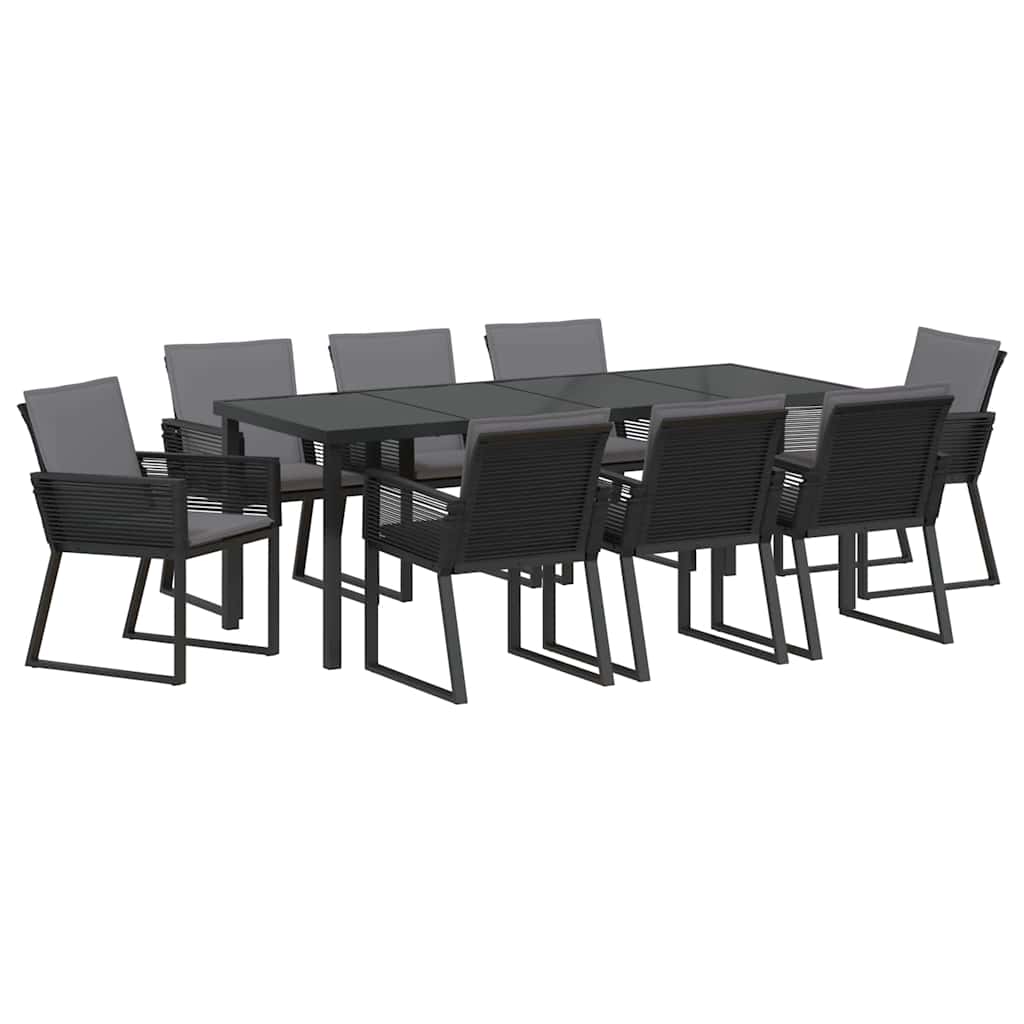 Kert étkező szett 9 pcs Fekete Porszórt acél