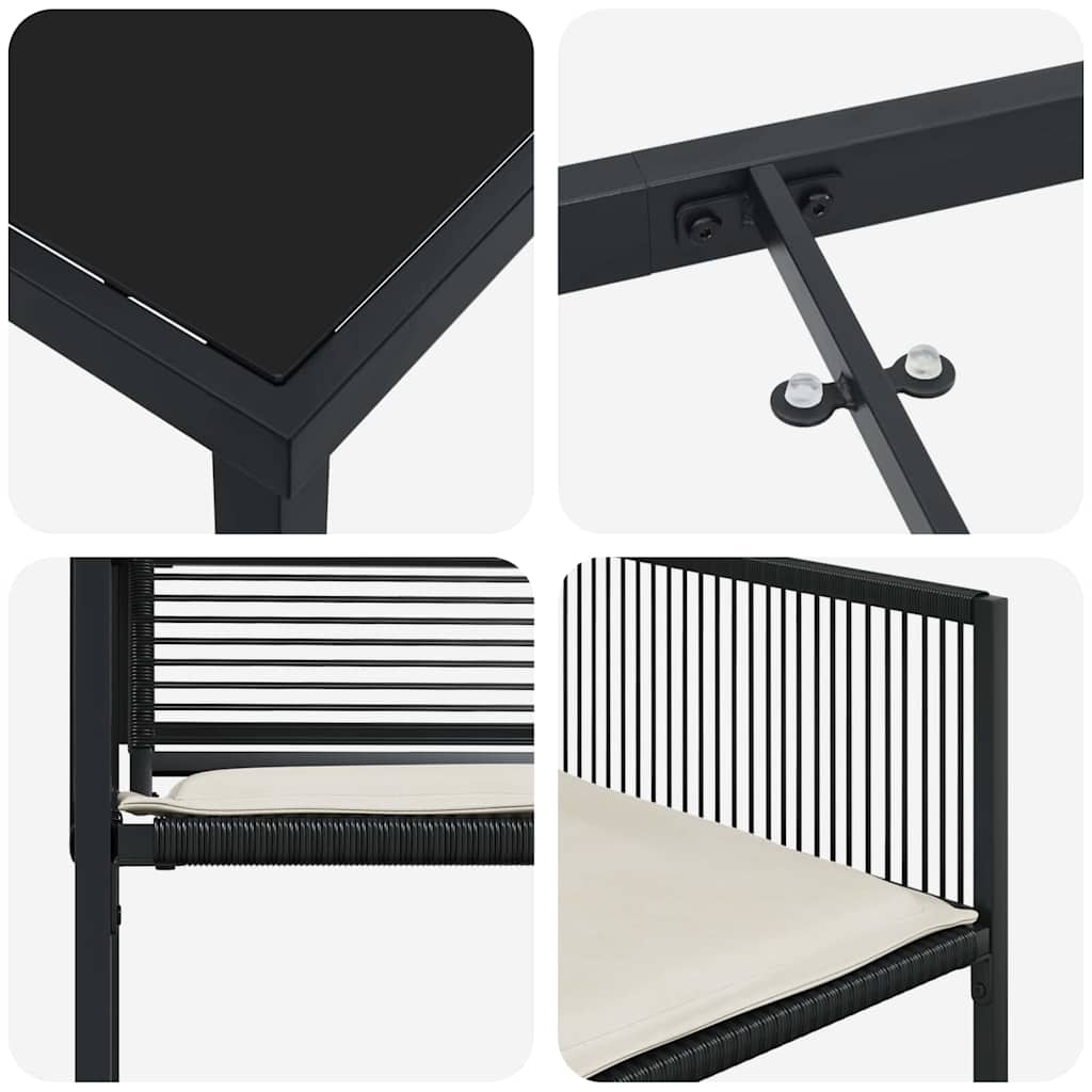 Kert étkező szett 5 pcs Fekete polirattan