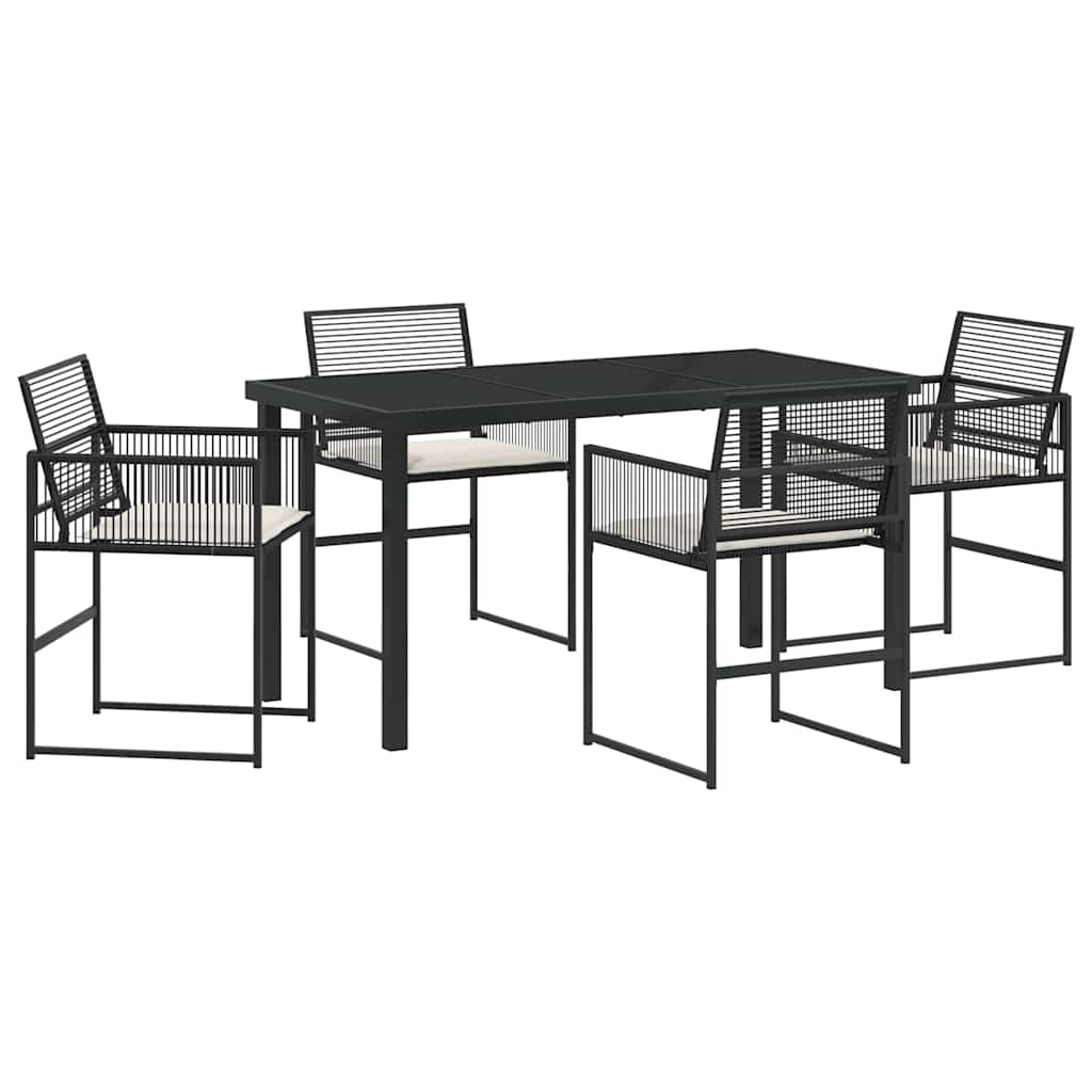 Kert étkező szett 5 pcs Fekete polirattan