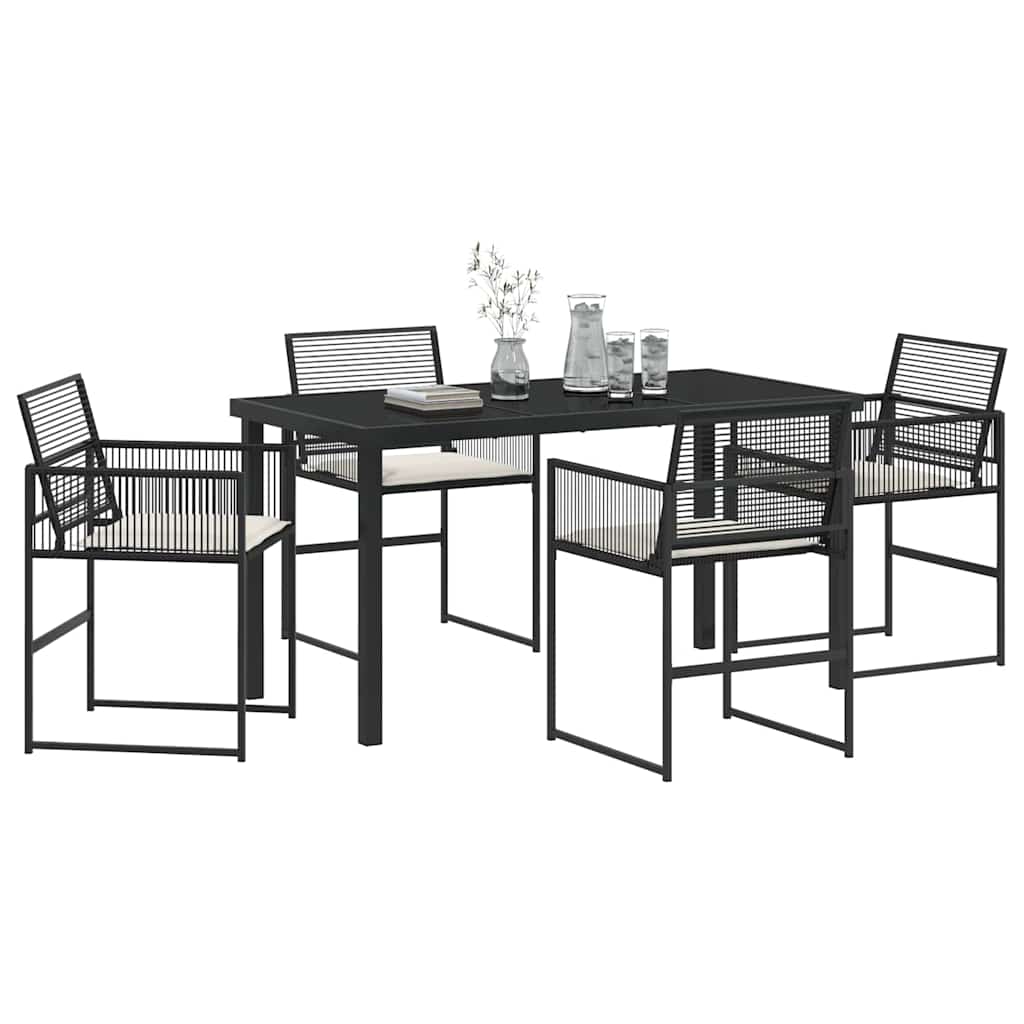 Kert étkező szett 5 pcs Fekete polirattan