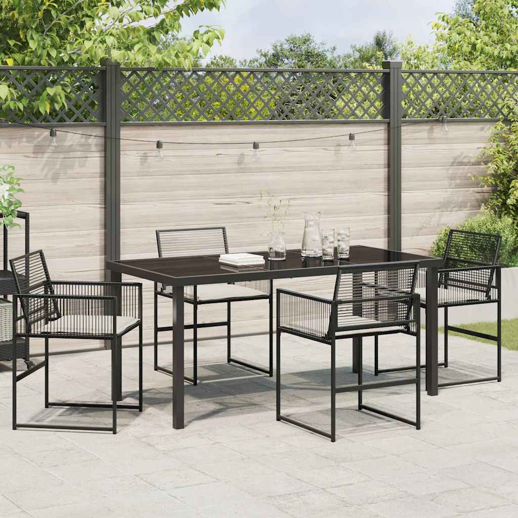 Kert étkező szett 5 pcs Fekete polirattan
