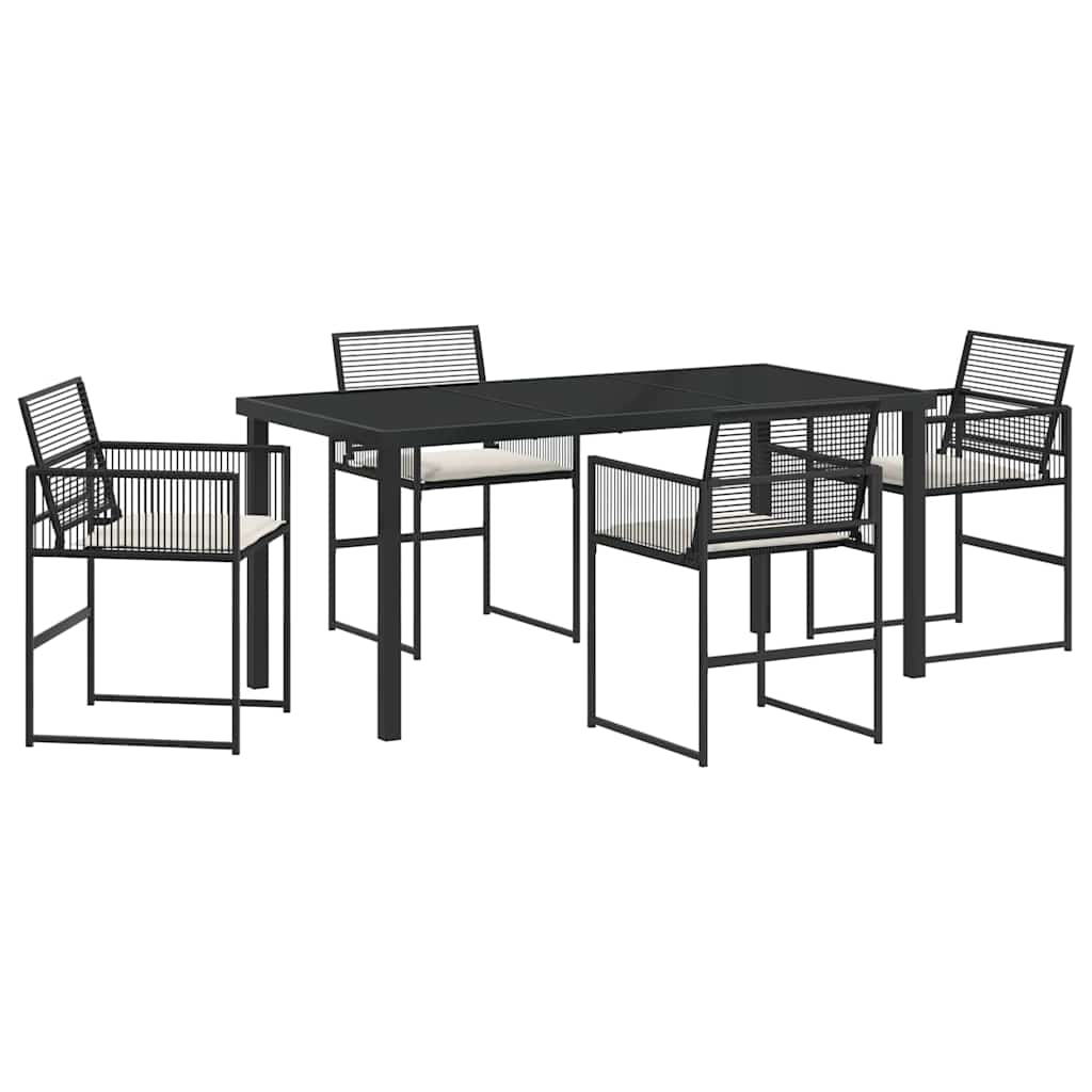 Kert étkező szett 5 pcs Fekete polirattan