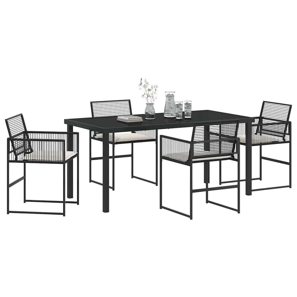 Kert étkező szett 5 pcs Fekete polirattan