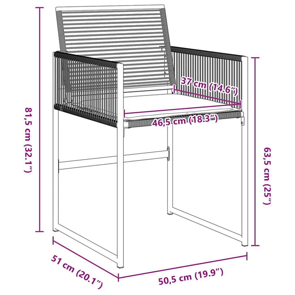 Kert étkező szett 5 pcs Fekete polirattan