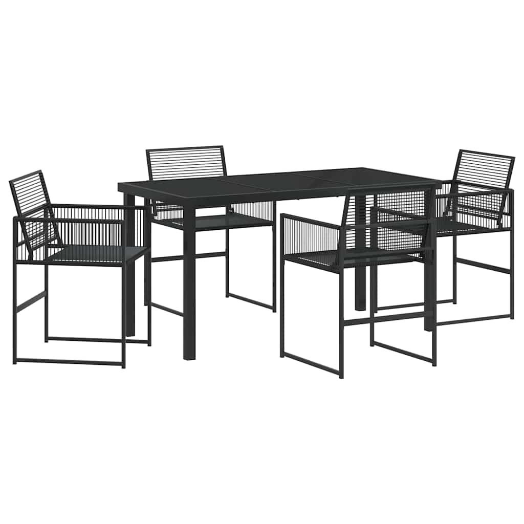 Kert étkező szett 5 pcs Fekete polirattan