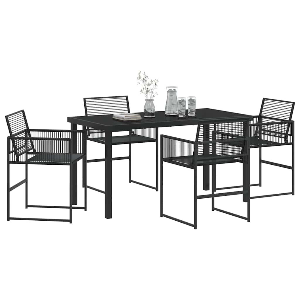 Kert étkező szett 5 pcs Fekete polirattan
