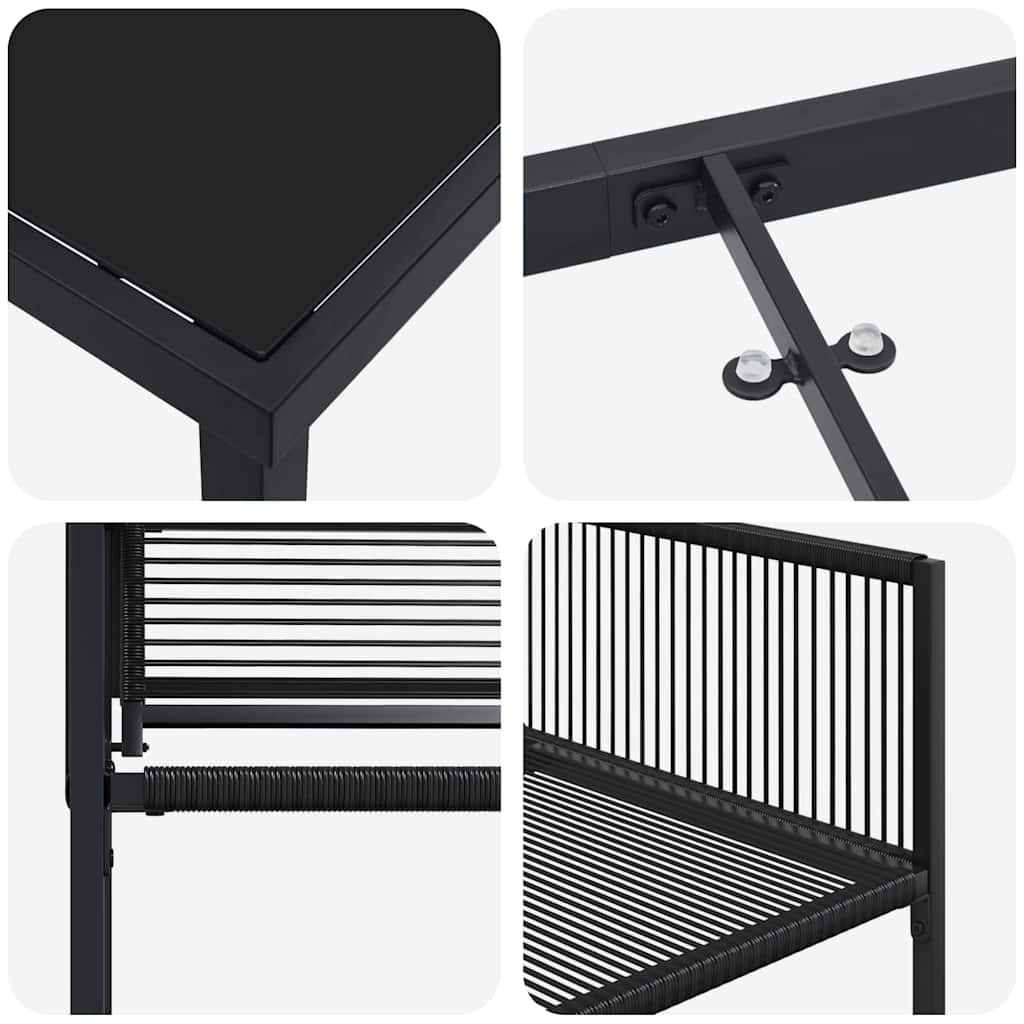 Kert étkező szett 5 pcs Fekete polirattan