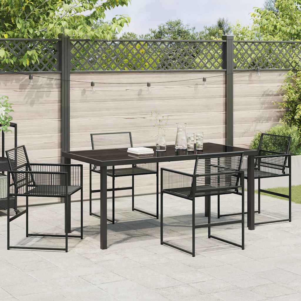 Kert étkező szett 5 pcs Fekete polirattan