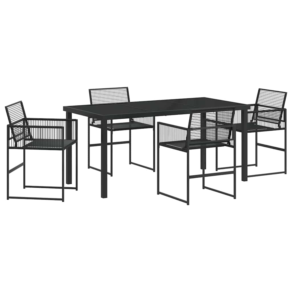 Kert étkező szett 5 pcs Fekete polirattan