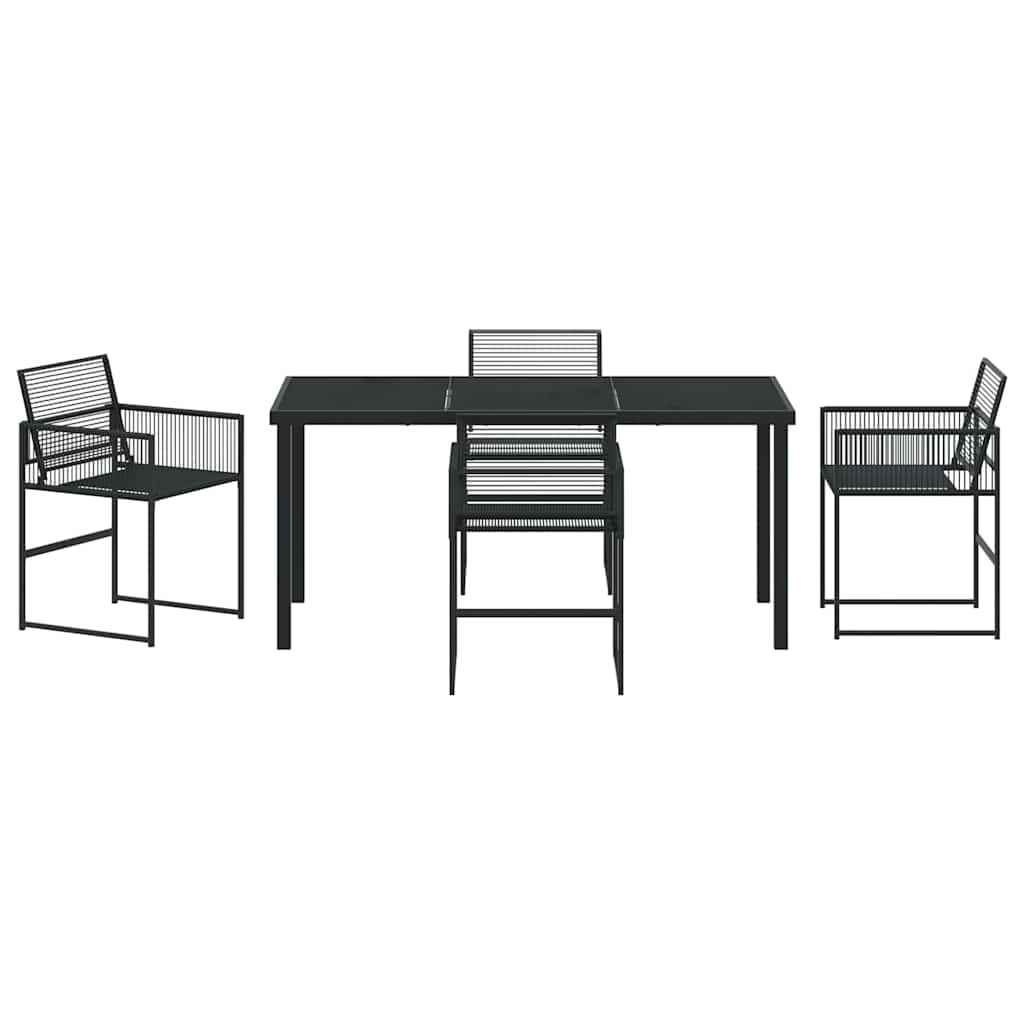 Kert étkező szett 5 pcs Fekete polirattan