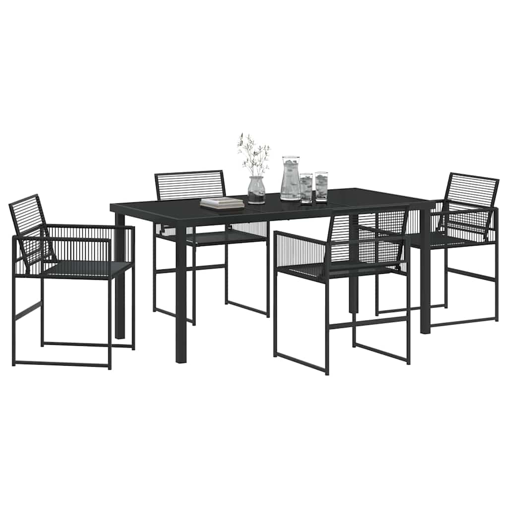 Kert étkező szett 5 pcs Fekete polirattan