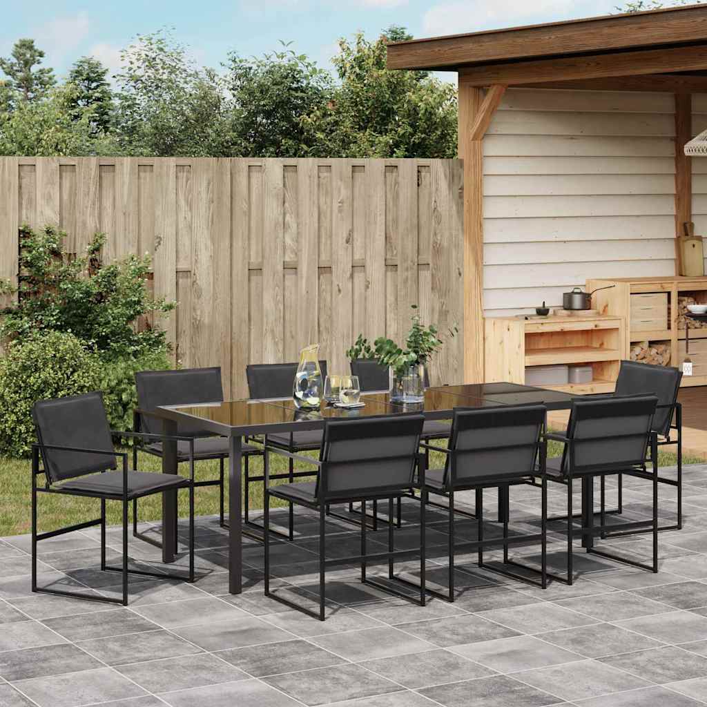 Kert étkező szett 9 pcs Fekete 200 x 80 x 73 cm