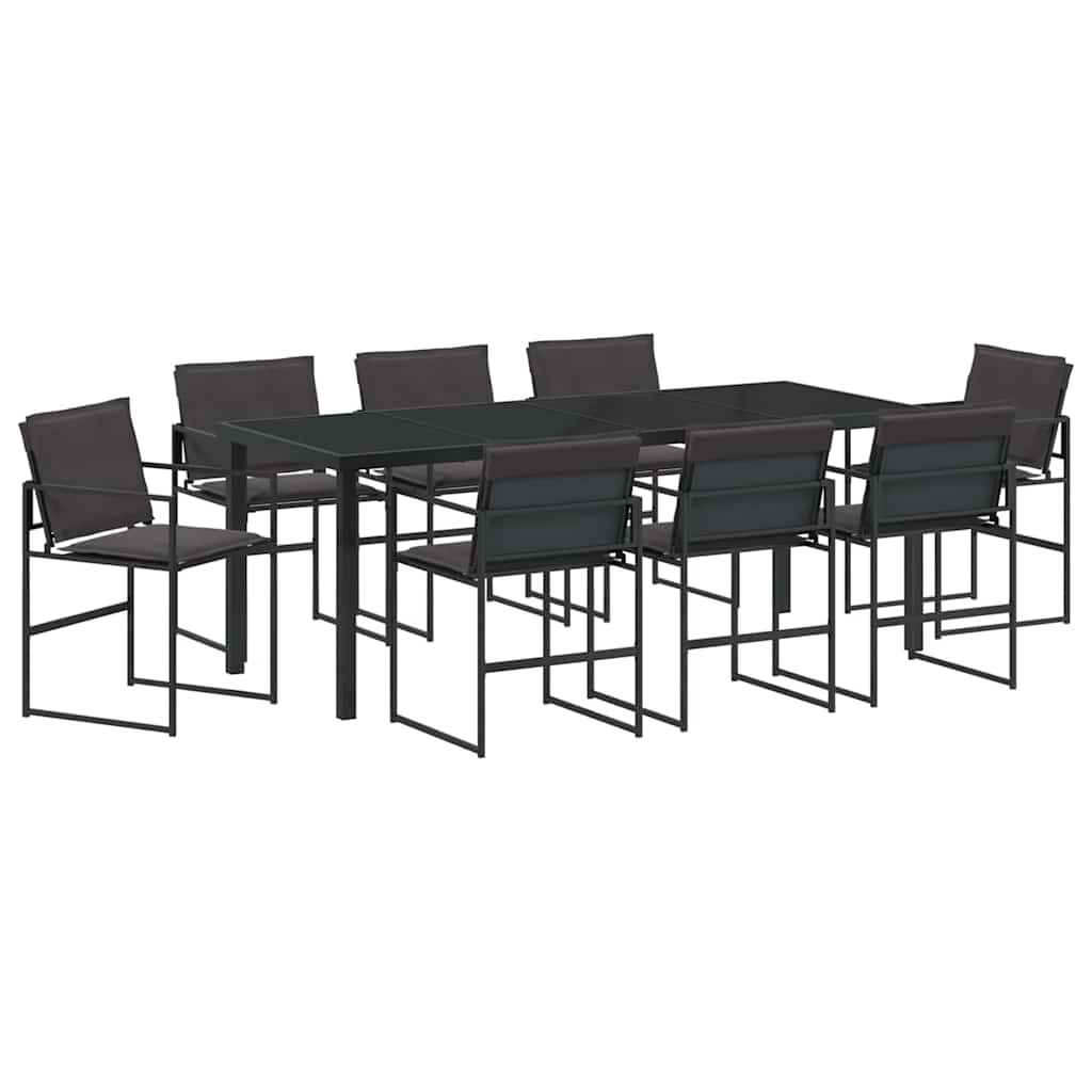 Kert étkező szett 9 pcs Fekete 200 x 80 x 73 cm