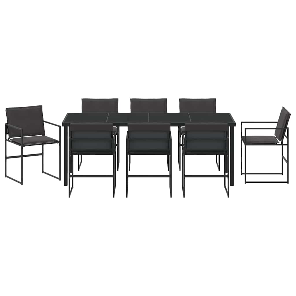 Kert étkező szett 9 pcs Fekete 200 x 80 x 73 cm