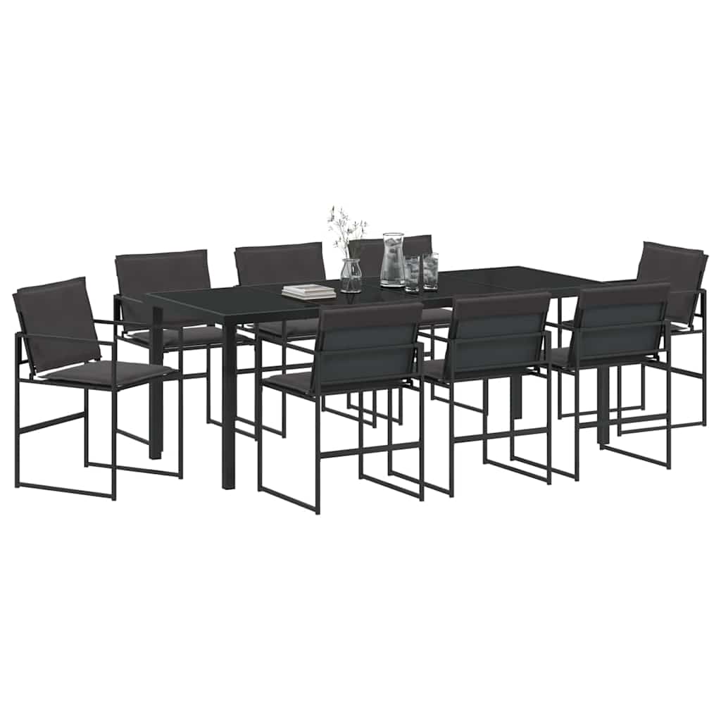 Kert étkező szett 9 pcs Fekete 200 x 80 x 73 cm