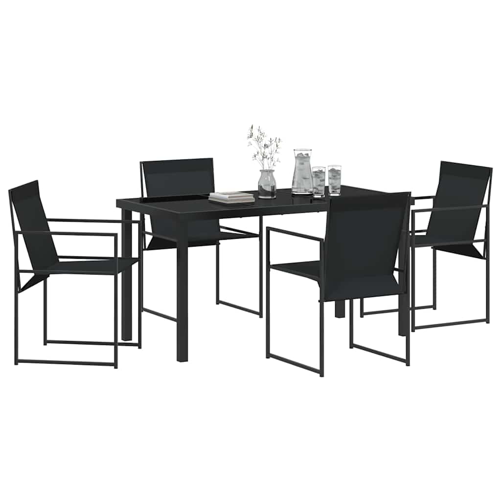 Kert étkező szett 5 pcs Fekete Textilén és acél